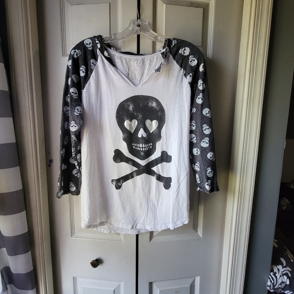Zoe + Liv Skull Baseball Halloween Tee